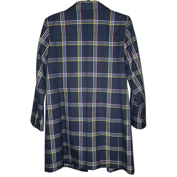 Talbots Plaid Swing Coat, all weather, navy, size S - Picture 3 of 10
